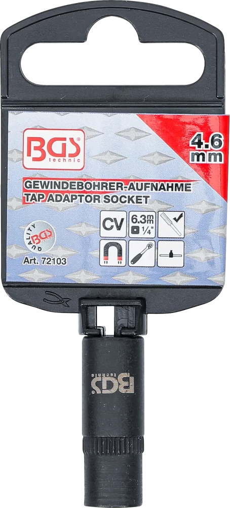 Menetfúró-befogó dugókulcsbetéthez | 6,3 mm (1/4") | 4,6 mm