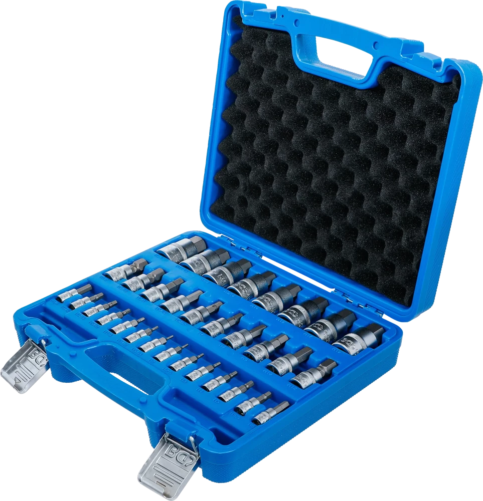 Behajtófej-készlet | 6,3 mm (1/4") / 10 mm (3/8") / 12,5 mm (1/2") | Belső hatszögletű 2 - 19 mm / 1/4 - 9/16" | Metrikus és coll méretek | 32 darabos