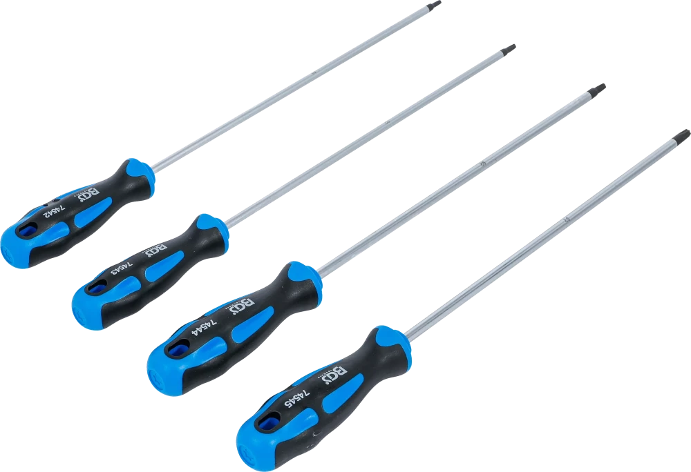 Csavarhúzó készlet | extra hosszú | T-profil (Torx) | T15 - T30 | 4 darabos