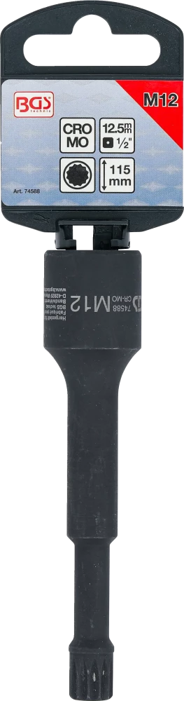 Speciális, levegős dugókulcs | 115 mm hosszú | 12,5 mm (1/2") | belső bordázattal (XZN) M12 | VAG