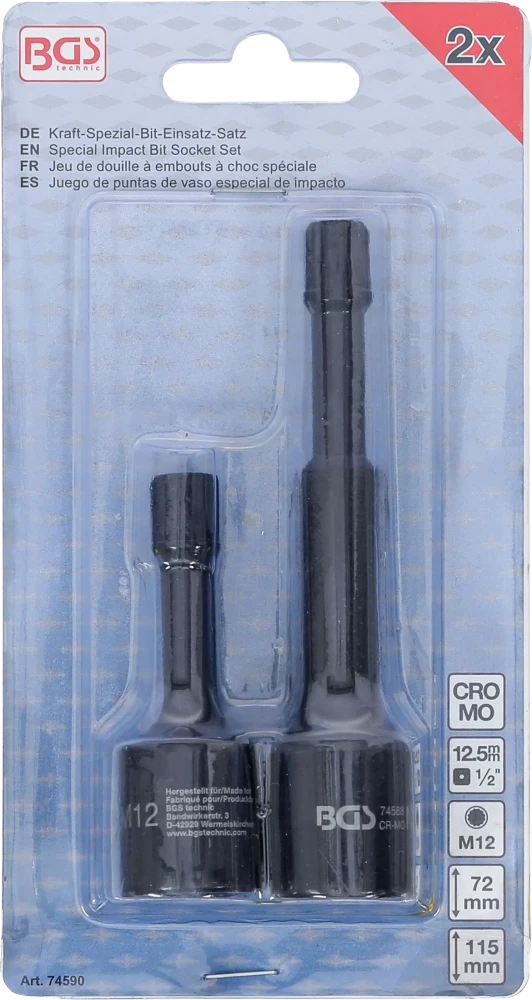 Speciális, levegős dugókulcs-készlet | 12,5 mm (1/2") | belső bordázattal (XZN) M12 | VAG | 2 darabos