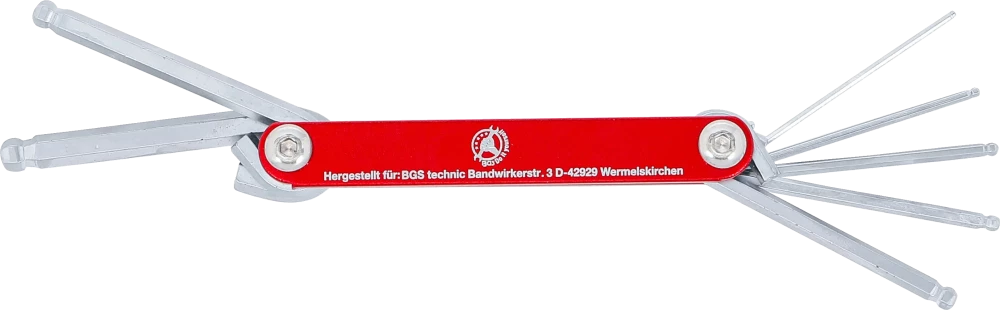 Összecsukható kulcs | belső hatszögletű gömbfejes 1,5 - 6 mm | 7 darabos