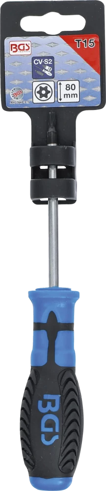 Csavarhúzó | T-profil (Torx) T15 furattal | Pengehossz 80 mm