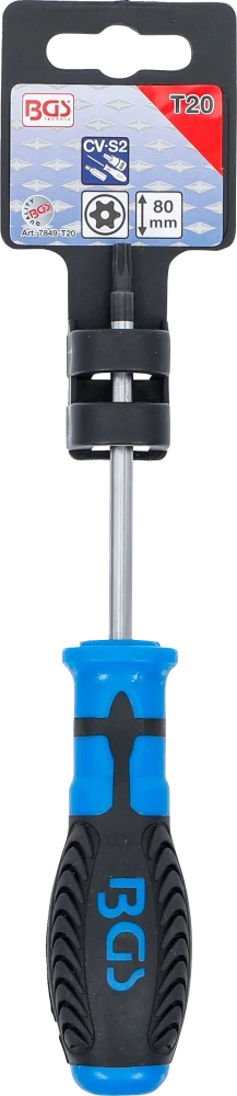 Csavarhúzó | T-profil (Torx) T20 furattal | Pengehossz 80 mm