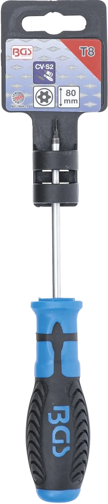Csavarhúzó | T-profil (Torx) T8 furattal | Pengehossz 80 mm
