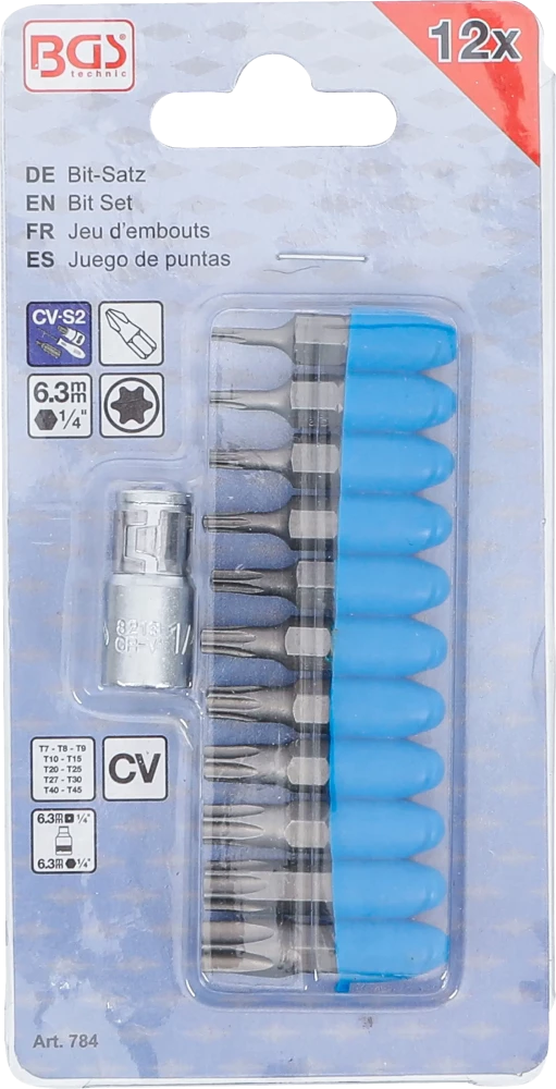 Behajtófej készlet | Külső hatszögletű 6,3 mm (1/4") | T-profil (Torx) | 11 darabos