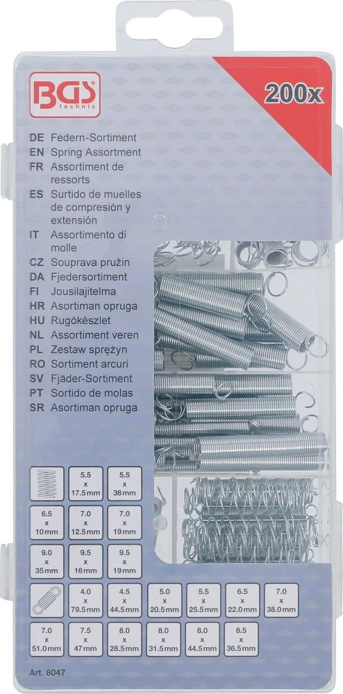Rugókészlet | Húzó- és nyomórugók | 200 darabos