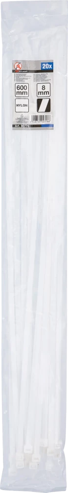 Kábelkötegelő-készlet | fehér | 8,0 x 600 mm | 20 darabos