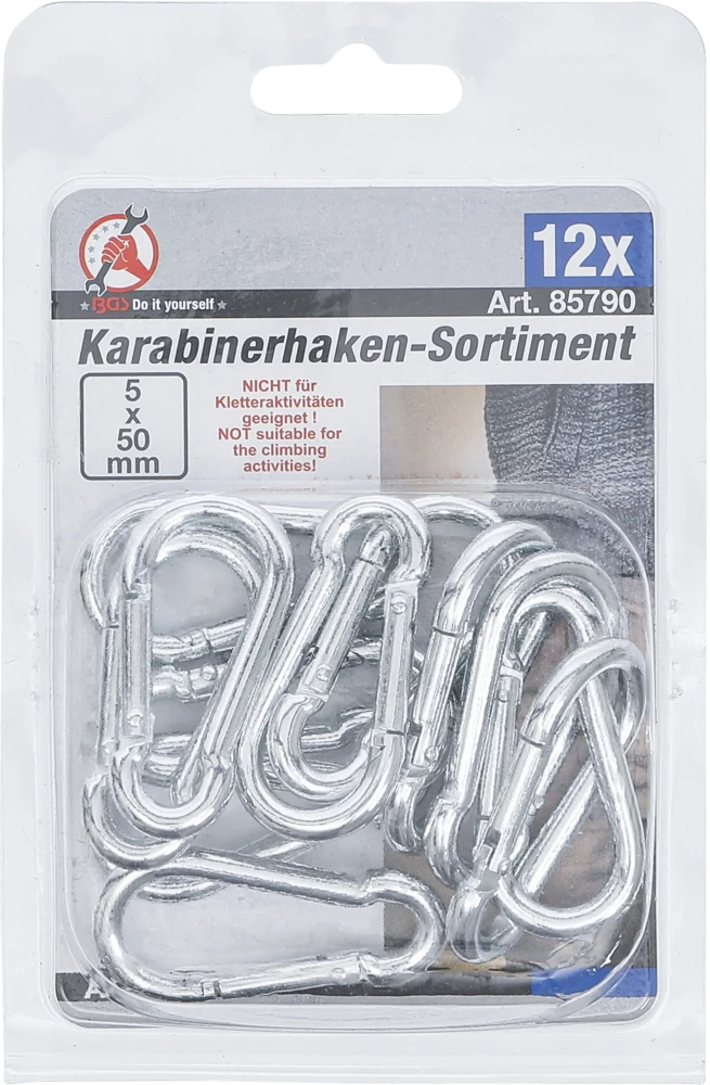 Karabiner készlet | 5 x 50 mm | 12 darabos