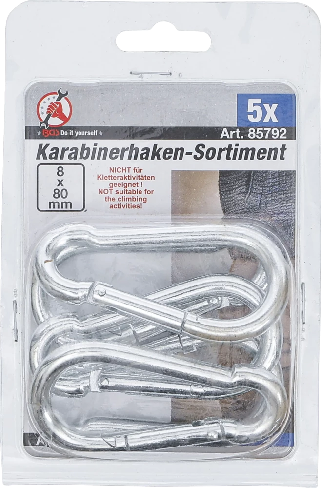 Karabiner készlet | 8 x 80 mm | 5 darabos
