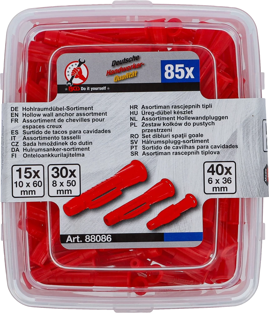 Üreg-dübel készlet | Ø 6 - 10 mm | 85 darabos
