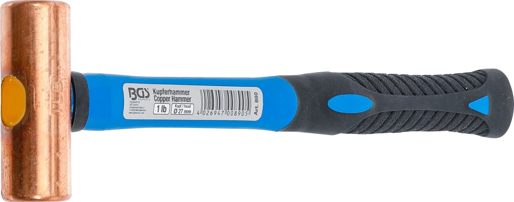 Vörösréz kalapács | üvegszálas nyél | Ø 27 mm | 454 grammos (1 lb) fej