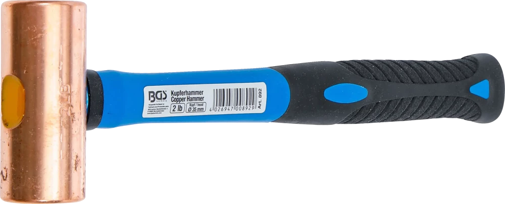 Vörösréz kalapács | üvegszálas nyél | Ø 35 mm | 907 grammos (2 lb) fej