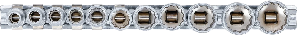 Dugókulcskészlet, tizenkétszögletű | 10 mm (3/8") | coll méretek | 11 darabos