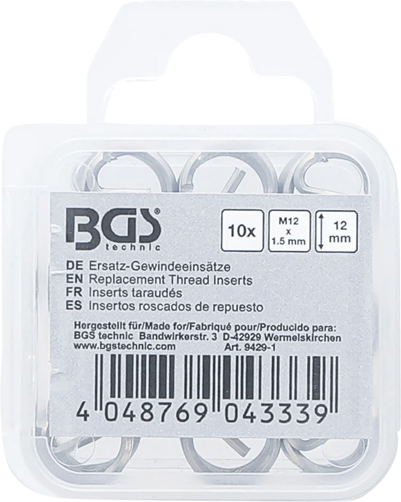Tartalék menetes betétek | M12 x 1,5 mm | 10 darabos