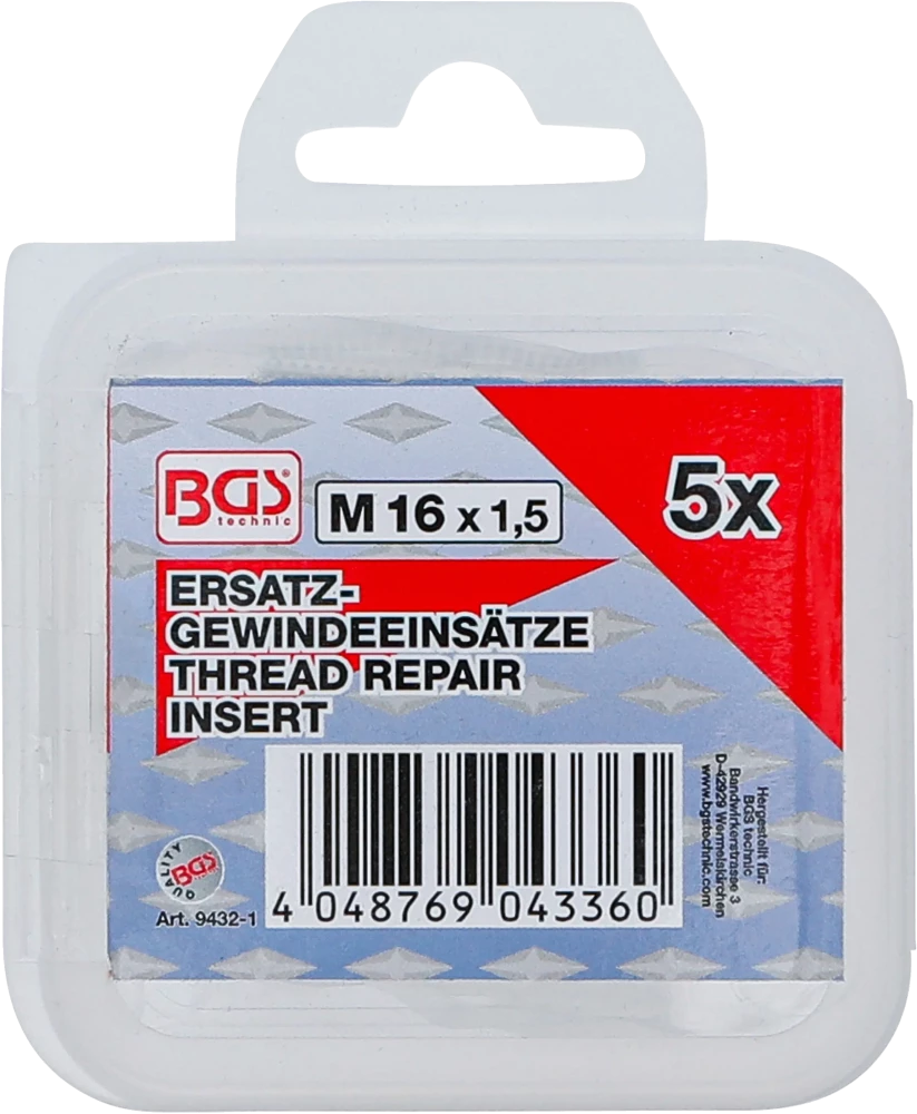 Tartalék menetes betétek | M16 x 1,5 mm | 5 darabos
