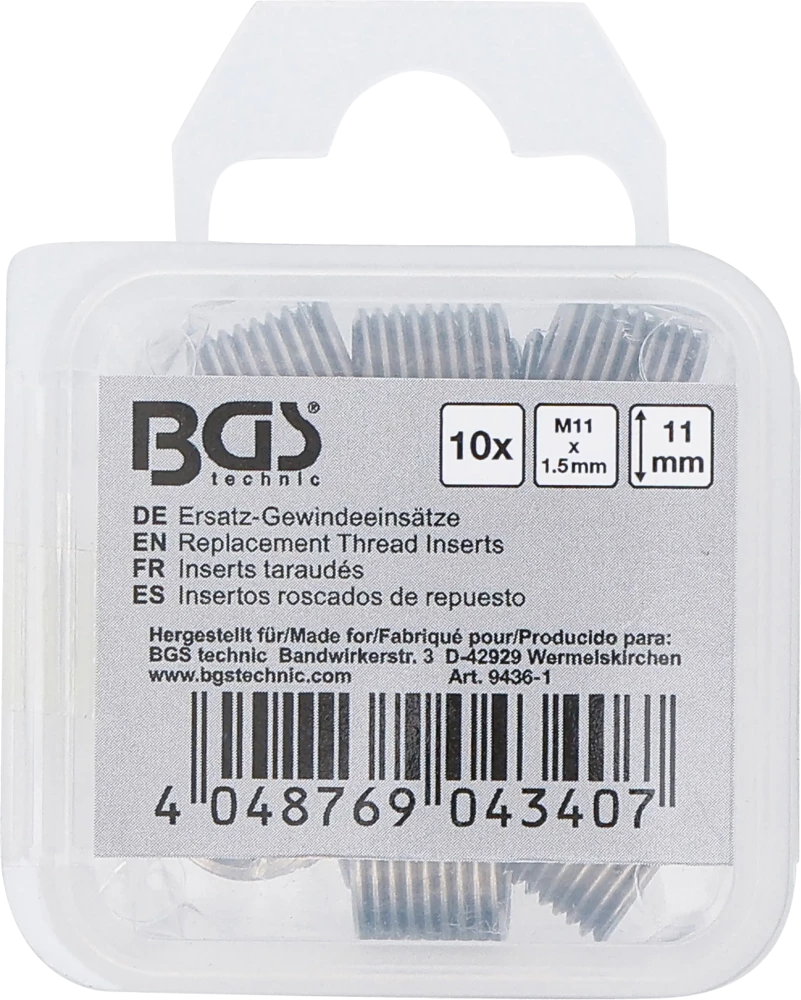 Tartalék menetes betétek | M11 x 1,5 mm | 10 darabos