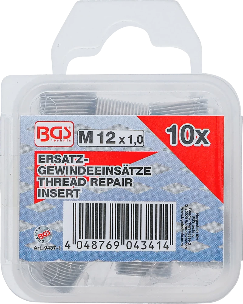 Tartalék menetes betétek | M12 x 1,0 mm | 10 darabos