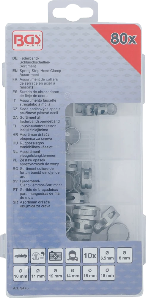 Rugószalagos tömlőbilincs készlet | 80 darabos