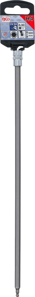 Behajtófej | Hossz 300 mm | 6,3 mm (1/4") | Belső hatszögletű gömbfejes 4 mm