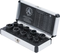 Spirálbites dugókulcskészlet /csavarkiszedő | 10 mm (3/8") / külső hatszögletű | 9 - 19 mm | 10 darabos