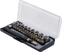 Behajtófej- és dugókulcskészlet/Sarokadapter-készlet | 6,3 mm (1/4") | 26 darabos