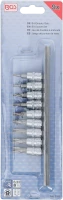 Behajtófej-készlet | 6,3 mm (1/4") | T-profil (Torx) T10 furattal - T50 | 9 darabos