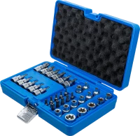 Behajtófej- és dugókulcsbetét-készlet | 10 mm (3/8") | T-profil (Torx) | 34 darabos