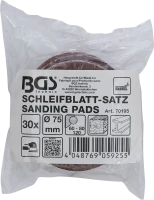 Csiszolópapír excenteres csiszolóhoz | Ø 75 mm | K 60 - 80 - 120 | 30 darabos