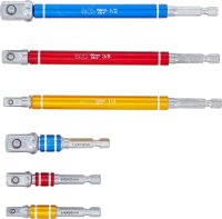 Adapterkészlet fúrógépekhez | színes | Külső hatszögletű kulcsnyílású hajtás 6,3 mm (1/4") | Külső hatszögletű 6,3 mm (1/4"), 10 mm (3/8"), 12,5 mm (1/2")| 75 - 150 mm | 6 darabos