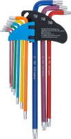 Derékszögű kulcs készlet | több színű | extra hosszú | T-profil (Torx) T10 - T50 | 9 darabos