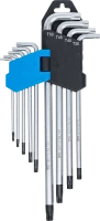 Derékszögű kulcs készlet | extra hosszú | T-profil (Torx) furattal T10 - T50 | 9 darabos