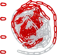 Lánckorlát | piros / fehér | 4 karabiner | műanyag | 7,5 m