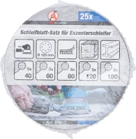 Csiszolópapír excenteres csiszolóhoz | Ø 125 mm | K 40 - 180 | 25 darabos