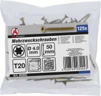Univerzális csavarok | T-profil (Torx) T20 | 4,0 x 50 mm | 125 db