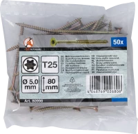 Univerzális csavarok | T-profil (Torx) T25 | 5,0 x 80 mm | 50 db