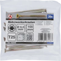 Univerzális csavarok | T-profil (Torx) T25 | 6,0 x 100 mm | 20 db