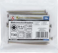 Univerzális csavarok | T-profil (Torx) T30 | 6,0 x 120 mm | 18 db