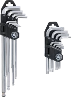 Derékszögű kulcs készlet | hosszú | T-profil (Torx) T10 - T50 / Belső hatszögletű 1,5 - 10 mm | 18 darabos