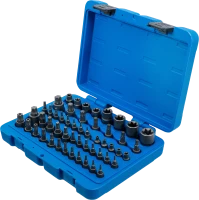 Behajtófej- és dugókulcs-készlet | E-profil / T-profil (Torx) / T-profil (Torx) furattal / TP-profil (Torx plus) | 52 darabos