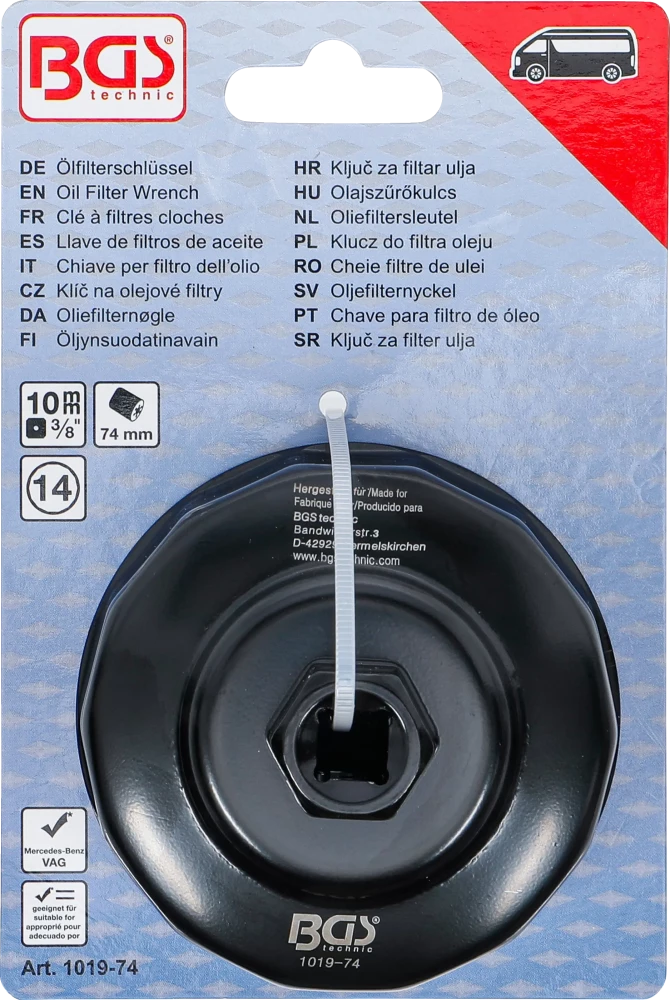 Olajszűrőkulcs | 14 élű | Ø 74 mm | Mercedes-Benz, VW