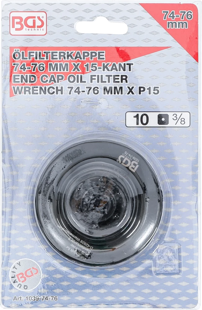 Olajszűrőkulcs | 15 élű | Ø 74 - 76 mm | Audi, Ford, Mercedes-Benz, Opel, VW