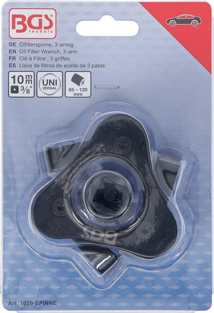 Olajszűrő-rögzítő, 3 karos | Olajszűrő Ø 65 - 120 mm
