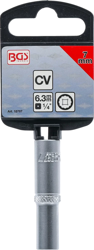 Dugókulcs, tizenkétszögletű, mély | 6,3 mm (1/4") | 7 mm