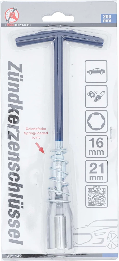 Gyújtógyertya-kulcs T-fogantyúval csuklósrugóval | hatszögletű 16 mm / 21 mm