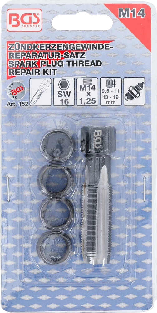 Javítókészlet izzítógyertya-csavarmenethez | M14 x 1,25 mm | 5 darabos
