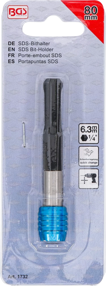 SDS behajtófej-tartó | Belső hatszögletű 6,3 mm (1/4") | 80 mm