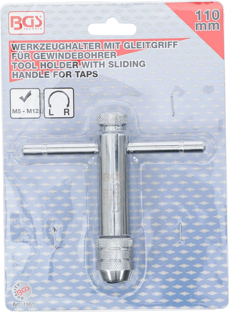 Szerszámtartó csúszó fogantyúval menetfúróhoz | M5 - M12 | 110 mm