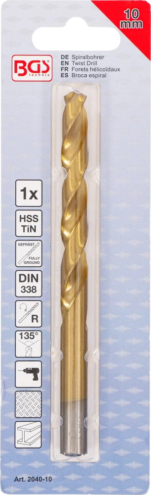 Spirálfúró | HSS-G | titánnal ötvözött nitrátozott | 10,0 mm