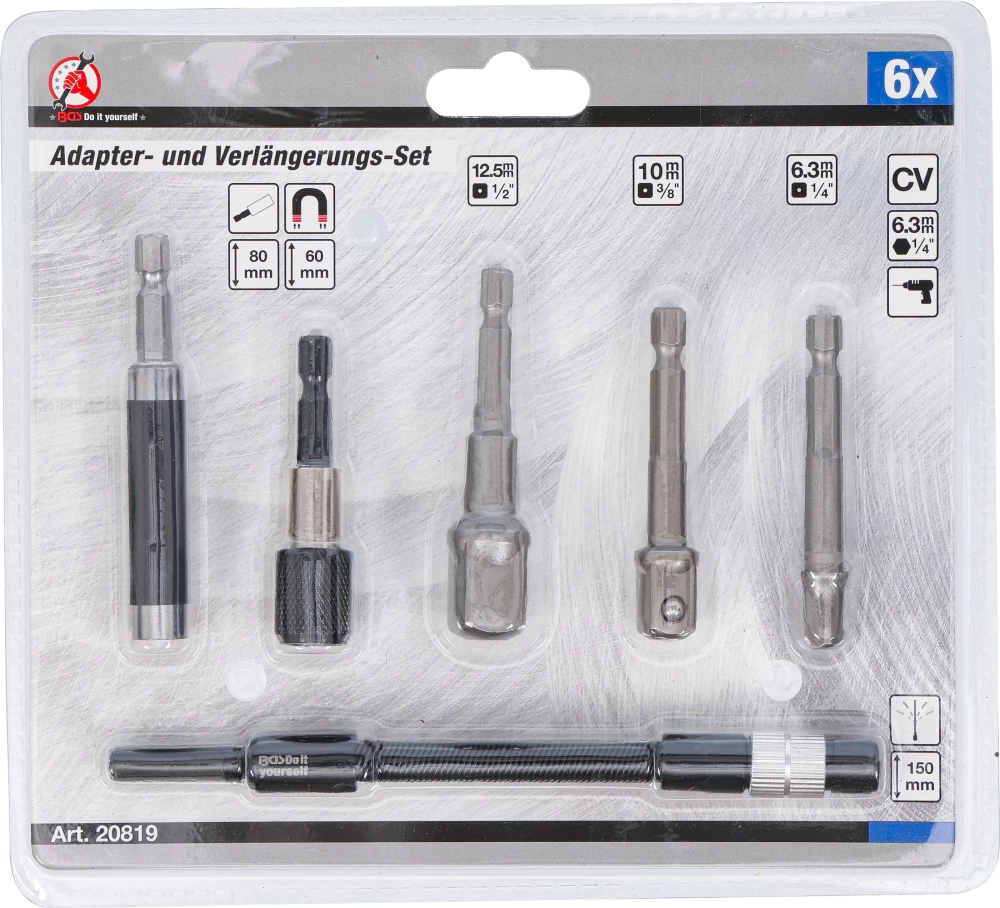 Adapter- és hosszabbító készlet | fúrógépekhez | 6 darabos